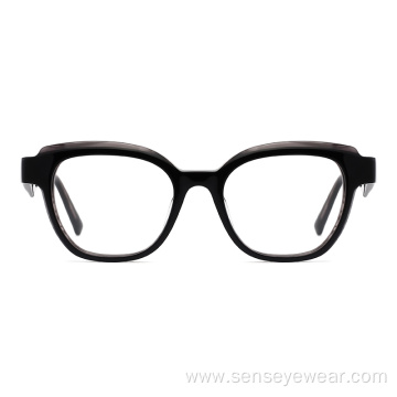 Women Vintage Design Bevel Acetate Frame Optical Glasses